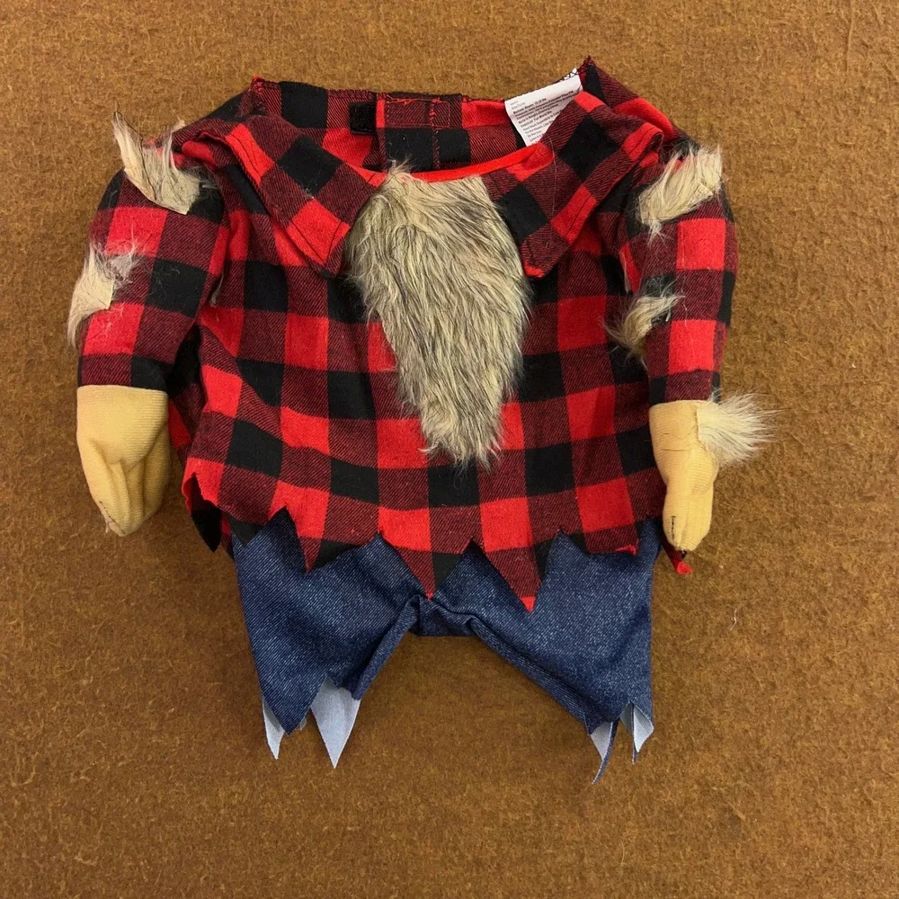 Paw Prints Dog Medium Red Were-Woof Werewolf Plaid Jumpsuit Pet Costume NWT